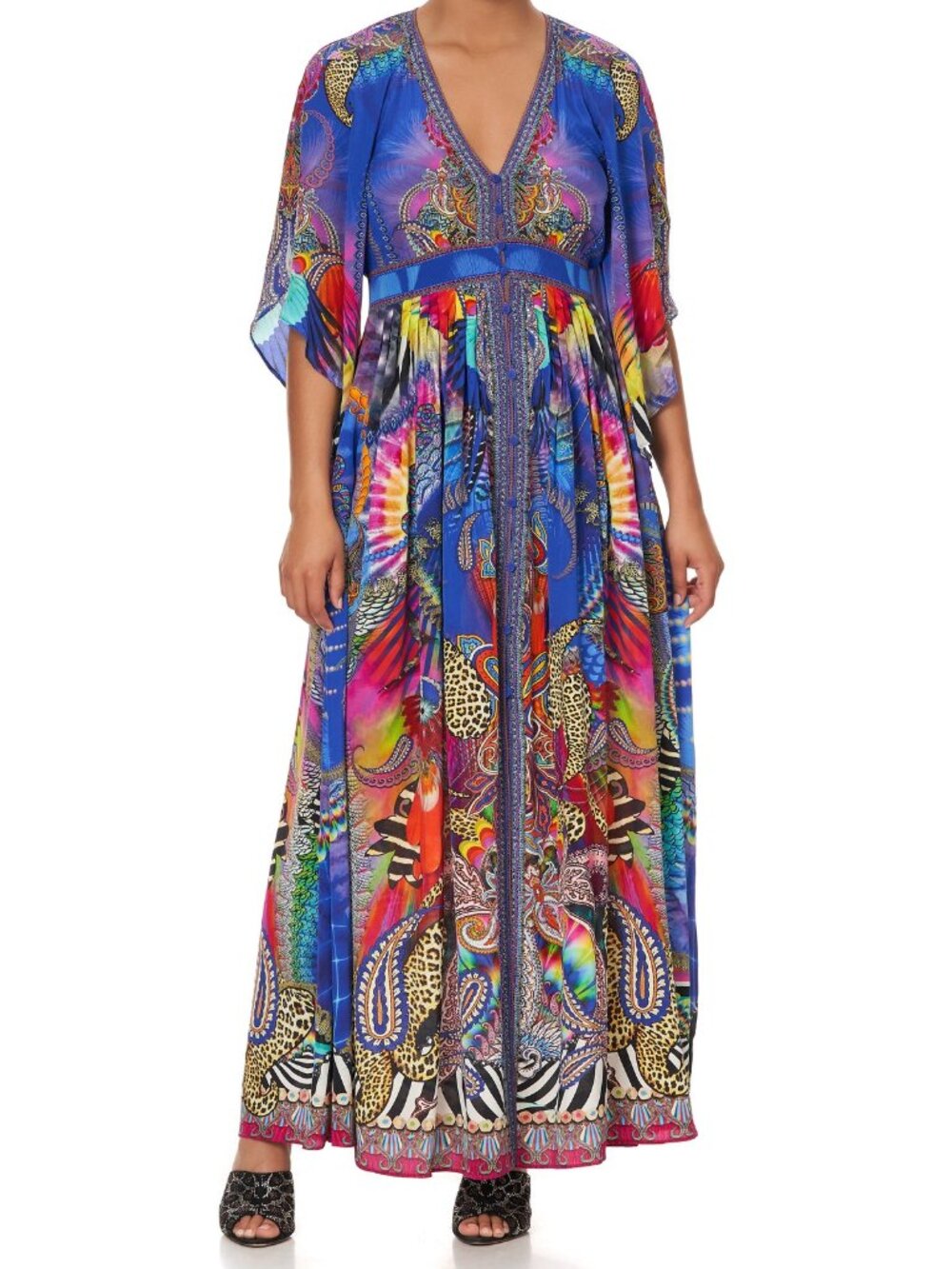 NWOT Camilla Psychadelica long button up silk dress S $749